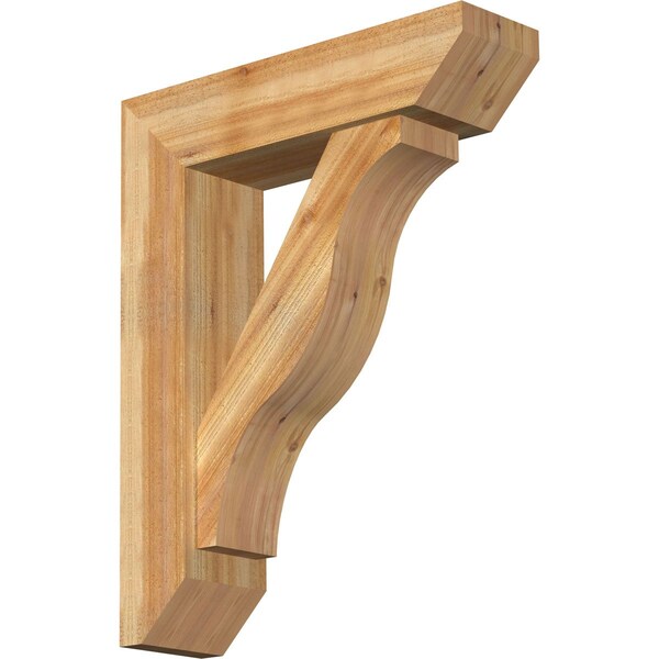 Ekena Millwork Funston Slat Rough Sawn Bracket w/ Offset Brace, Western Red Cedar, 8"W x 30"D x 38"H BKT0806X30X38FST06RWR - main